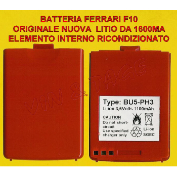 batteria hagenuk Ferrari f10, rossa LITIO 1600MA